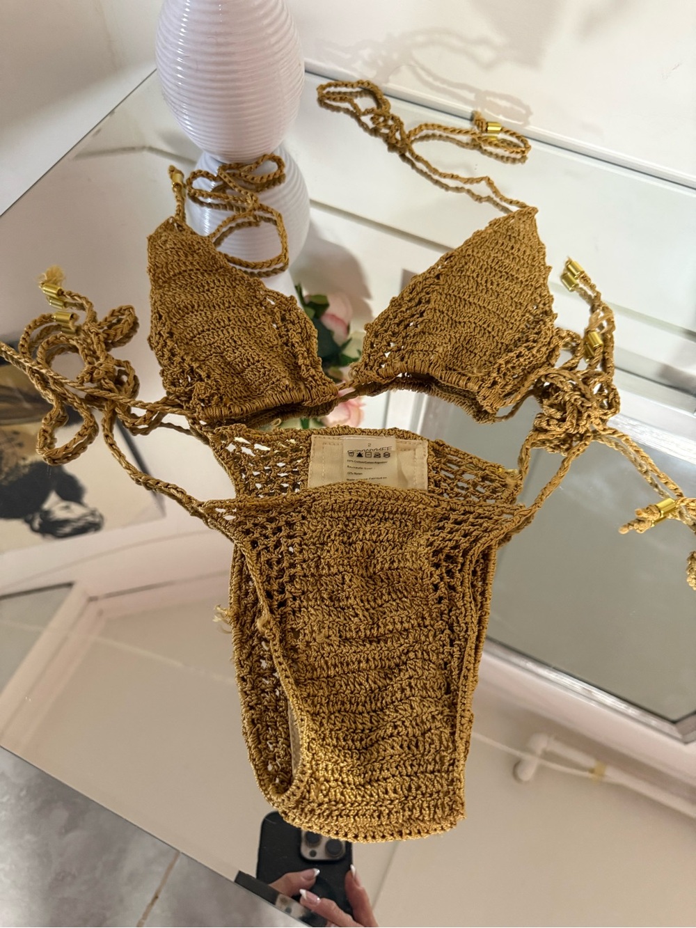 Lisa Marie Fernandez Mustard Crochet Triangle Bikini